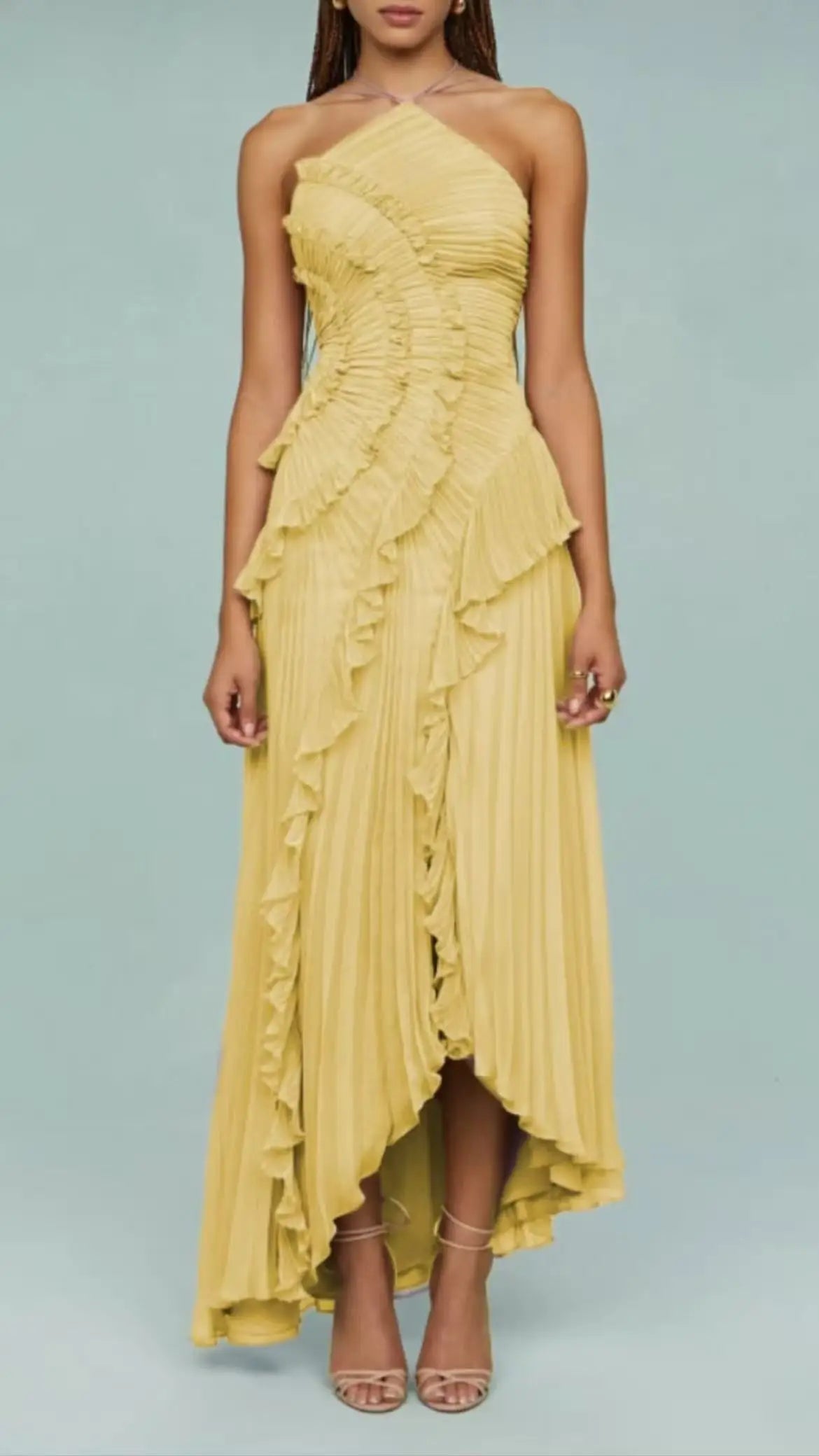 Chic Elegant Lotus Edge Maxi Dress