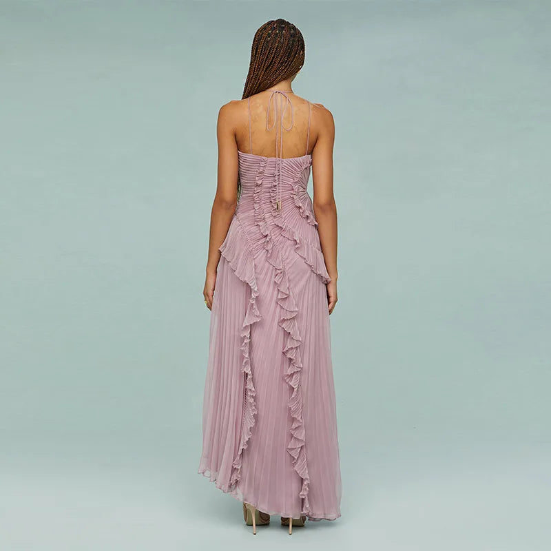 Chic Elegant Lotus Edge Maxi Dress