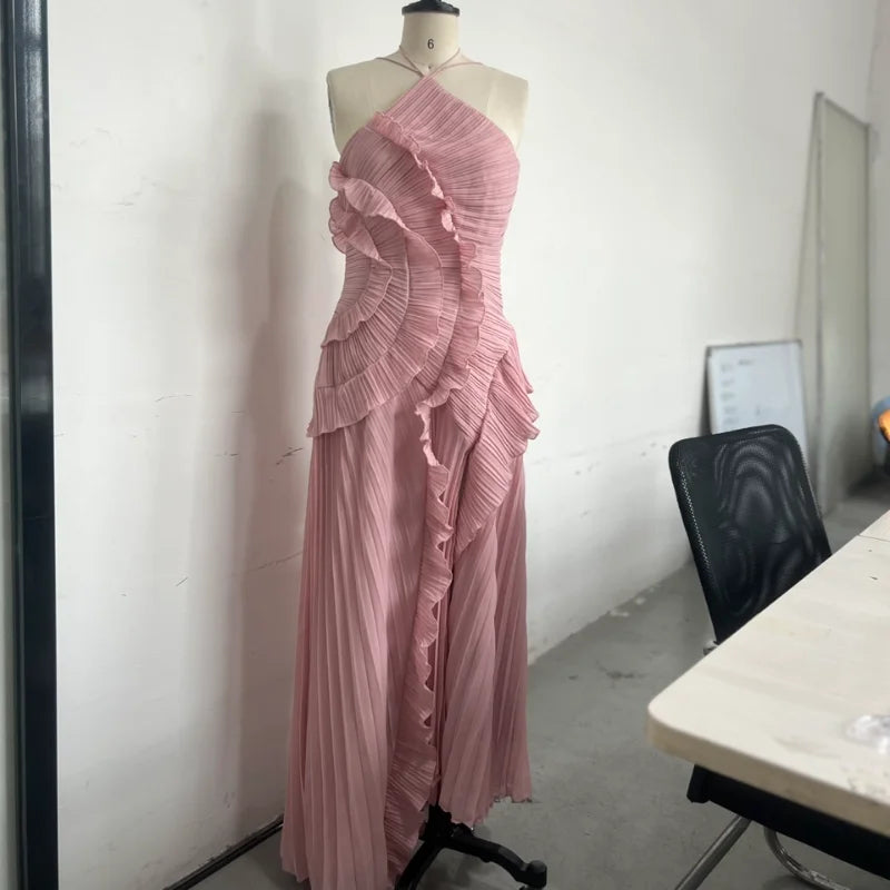 Chic Elegant Lotus Edge Maxi Dress